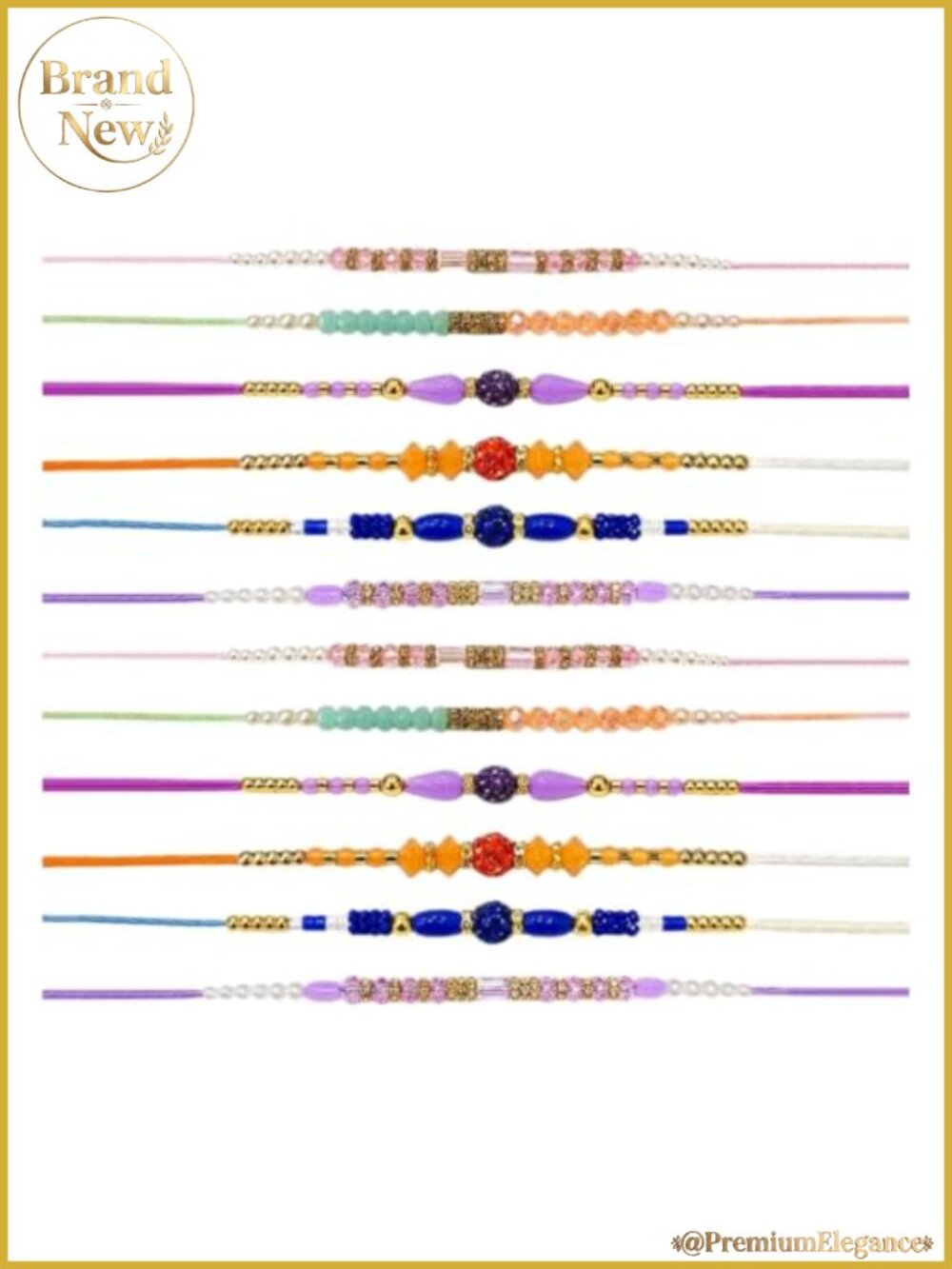 12 Rakhi Set for Brother with Roli Chawal, Greeting Card, Sita Ram Stickers